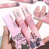 Veecci Thỏ Hồng Hai Đầu Lip Glaze Son Bóng Chống Dính Cốc Son Môi Khỏa Thân Son Môi Học Sinh