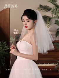 Veil-collar Cô Dâu Đăng Ký Kết Hôn Mũ Đội Đầu Pháp Siêu Cổ Tích-sen Ngắn Du Lịch Đơn Giản Ảnh Đề Nghị Trang Sức