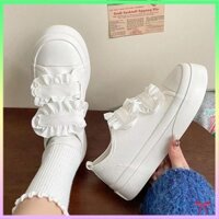 Velcro giày trắng nữ giày thể thao vải