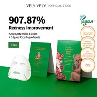 [Vely VELY] Gói khẩu trang sửa chữa Cica Artemisia 10 tờ (Bộ), Mụn, Đỏ, Thành phần Cica 5 (Centella Asiatica, Madecassoside, Axit Madecassic, Axit Asiatic, Asiaticoside)