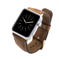 Venito Tuscany Leather Watch Band Compatible with Apple Watch 38mm 40mm - Watch Strap Designed for iwatch Series 1 2 3 4 5 6 (Antique Brown w/Gold ...