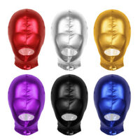 Venjoe Unisex Nam Nữ Cao Su Sáng Bóng Kim Loại Mở Miệng Lỗ Mũ Đội Đầu Mặt nạ Toàn Mặt Hood Cho Vai Trò Chơi Trang Phục