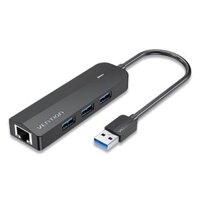Vention 3-Port USB 3.0 Hub with Gigabit Ethernet Adapter 0.15M Black ( CHN-BB )