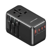 Vention 4-Port USB (C + C + C + A) GaN Universal Travel Adapter (100W/100W/20W/18W) Black ( FJG-B0 )