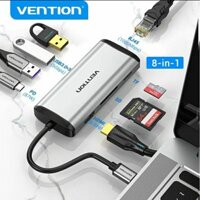 Vention 8 in 1 hub type C to HDMI RJ45 SD TF USB 3.0 hub chuyển đổi type c Đối Với Macbook Samsung USB C hub