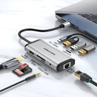 Vention USB-C Hub 9 Trong 1 - HDMI 4K@30Hz RJ45 Gigabit PD 100W Đọc Thẻ SD/TF 3 Cổng USB 3.0 (5Gbps) | Tương Thích Dell HP PC Surface Pro