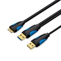VENTION USB Type A Male to Micro B USB3.0 Cable with Extra Power Supply 0.25m Replacement for External Hard Drive