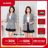 Venus-Áo Khoác blazer 1 lớp kẻ caro phong cách thời trang trẻ trung thanh lịch