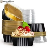 Verge LIMIT 50 Chiếc Cốc Cupcake Giấy Nhôm, Có Nắp Hộp Muffin Thiếc Vuông / Tròn, Đồ Dùng Tiệc Chịu Nhiệt Dùng Một Lần Khuôn Bánh Cupcake Thương Mại
