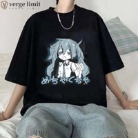 Verge LIMIT Anime Hatsune Miku Áo thun, Cổ Tròn Chữ Hatsune Miku Tay Ngắn, Kawaii Ins Hoạt Hình Mùa Hè Hatsune Miku Cặp Đôi Trang Phục Du Lịch