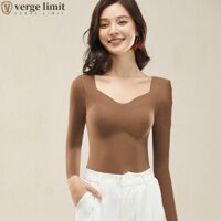 Verge LIMIT Áo dài tay ấm áp, Áo sơ mi đáy chắc chắn Đồ lót giữ nhiệt nữ, Đồ ngủ mùa thu đông thông thường Đồ lót cỡ lớn có đệm nữ