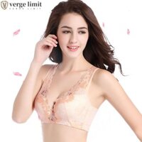Verge LIMIT Áo ngực độn dày, Lưới lót ngực Ren áo ngực V sâu, Mặt dây chuyền thời trang liền mạch Thân thiết Push Up Bras Người cao tuổi