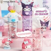 Verge LIMIT Kuromi Figuer Cốc Nước, Chai Nước Kitty Chống Rò Rỉ Melody Figuer, Kawaii 500ml Cinnamoroll Hình Trong Suốt Búp Bê Bình Nước Sinh Viên