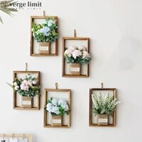 Verge LIMIT Trang trí tường hoa giả, Trang trí tường cẩm tú cầu bằng gỗ 3D, Trang trí nội thất Thủ công Khung ảnh Handmade Bud Hydrangea Trang trí hoa giả Màn hình hoa