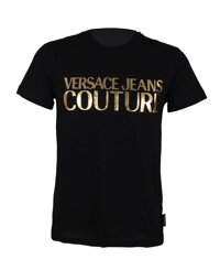 Versace Jeans Couture Gold Logo T Shirt in Black