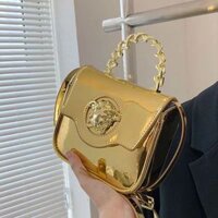 VERSACE  Túi Xách Da Bóng Cao Cấp Hình Vuông Nhỏ Nhắn Xinh Xắn Dành Cho Nữ