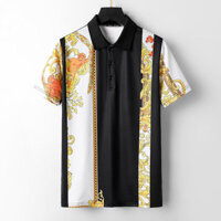 Versace2024 Ve Áo Ngắn Tay Nam Mùa Hè Hợp Thời Trang Thêu Áo Sơ Mi Cotton POLO