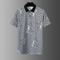Versace2643 Phong Cách Mới Slim-fit Nam Tay Ngắn Ve Áo