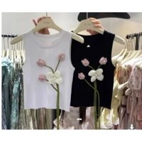 Vest không tay Hoa Ba Chiều Tươi trẻ ngọt ngào áo hai dây cổ tròn mặc ngoài dễ phối mẫu mới mùa hè cho nữ áo hai dây áo khoác dạ Huan Guan Huan Jia 5FLA