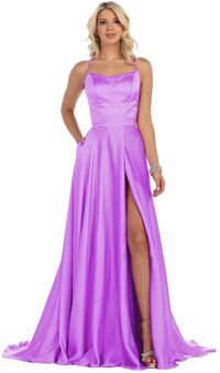 Vestido de Baile de satén para Mujer con abertura Larga y espalda descubierta, Vestido de Baile de Noche con bolsillos