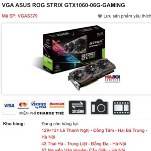 Asus Strix Gtx1060 Dc2o6 G: Nơi bán giá rẻ, uy tín, chất lượng