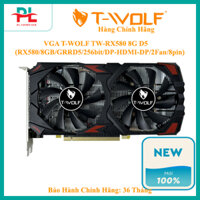 VGA T-WOLF TW-RX580 8G D5 (RX580/8GB/GRRD5/256bit/DP-HDMI-DP/2Fan/8pin) - Hàng Chính Hãng