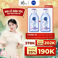 [VHL x NIVEA] COMBO 2 Nước Tẩy Trang NIVEA Acne Care Ngừa Mụn | Sạch Sâu (400mlx2) - 80116x2