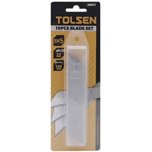 Vỉ 10 lưỡi dao rọc giấy Tolsen 30017 (25 x 125 x 0,7 mm)