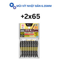 Vỉ 10 mũi vặn vít 2 đầu cạnh vít 6 dài 65mm có từ tính 6.35mm Anex Nhật Bản - Mũi vặn vít cao cấp - Mũi vít từ tính