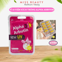 Vỉ 10 viên kích trắng Alpha Arbutin, kích trắng kèm chống nắng (KHÔNG ĐƯỢC UỐNG)
