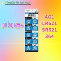 Vỉ 10 viên pin cúc áo AG1 / LR621 / SR621SW / 364 / 364A / L621F