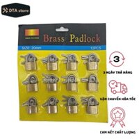 Vỉ 12 chiếc ổ khoá mini khoá vali loại tốt màu đồng kích thước 20mm có 2 chìa chất lượng
