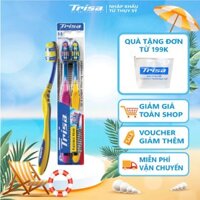 Vỉ 2 Bàn Chải Đánh Răng Trisa Flexible Head Với Đầu Bàn Chải Có Tính Đàn Hồi Sợi Cước Đặt Biệt Giúp Điều Hòa Lực Chải