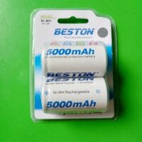 Vỉ 2 pin D sạc BESTON 5000mAh cỡ đại dùng cho bếp ga, đèn pin, thiết bị công nghiệp, thay thế pin Con Ó
