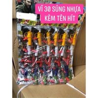 Vỉ 30 súng nhựa đồ chơi có kèm tên hít tường