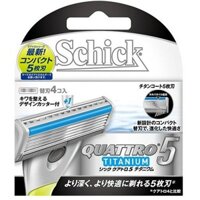 Vỉ 4 lưỡi dao cạo râu Schick Quattro 5 Titanium - Nhật Bản