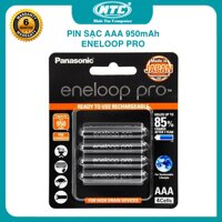 Vỉ 4 pin sạc AAA Eneloop Pro 950mAh BK-4HCCE/4BT box Anh new - made in Japan (Đen) Nhất Tín Computer