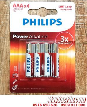 Vỉ 4 viên pin AAA Alkaline Philips LR03P4B/97