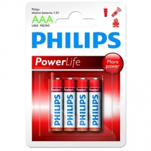 Vỉ 4 viên pin AAA Alkaline Philips LR03P4B/97