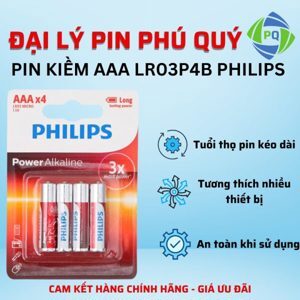 Vỉ 4 viên pin AAA Alkaline Philips LR03P4B/97