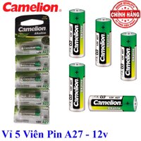 Vỉ 5 viên Pin A27 12V Camelion Alkaline - dùng cho điều kiển cửa cuốn từ xa ôtô điều hòa quạt ...