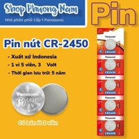 Vỉ 5 viên Pin nút Lithium 3v Panasonic CR-2450, CR2450, xuất xứ Indonesia