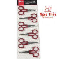 vỉ 6 cây kéo mũi cong cắt tỉa lông gà chọi hiệu PI N 1553