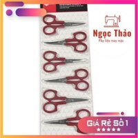 vỉ 6 cây kéo mũi cong cắt tỉa lông gà chọi hiệu PI N 1553