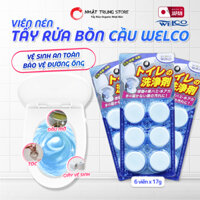 Vỉ 6 Viên Nén Tẩy Rửa Bồn Cầu WELCO Vệ Sinh Làm Sạch Đường Ống Cống, Ống Thoát Nước Hương Aqua 17gr