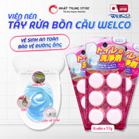 Vỉ 6 Viên Nén Tẩy Rửa Bồn Cầu WELCO Vệ Sinh Làm Sạch Đường Ống Cống, Ống Thoát Nước Hương Hoa Hồng 17gr