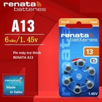 Vỉ 6 viên pin trợ thính Renata PR48 cỡ 13