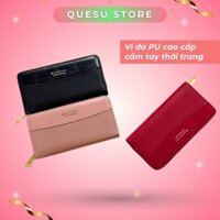 Ví bóp dài clutch cầm tay da mềm nhiều ngăn đựng được điện thoại cho nữ màu đen hồng đỏ