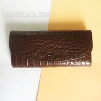 Ví cầm tay da cá sấu hoa cà - 1108