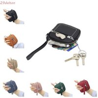 Ví cầm tay DALTON, Ví đựng tiền xu có dây kéo màu trơn WithLanyard, Túi đựng tai nghe Mini di động Da thật Túi đựng đồ nhỏ dành cho nữ